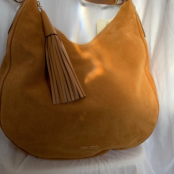 Brand New Jimmy Choo Athini Hobo Bag Tan Suede - Picture 3 of 9